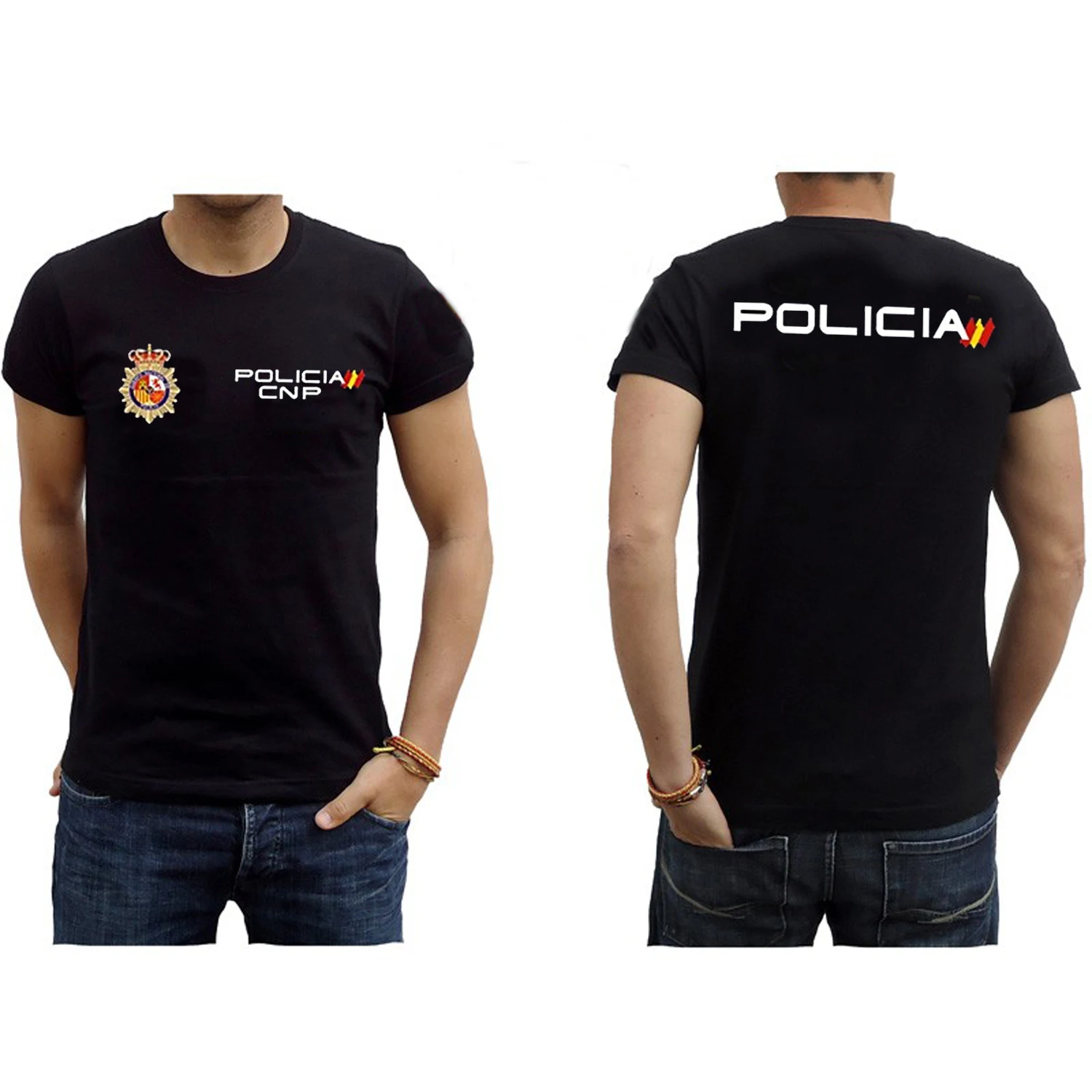 

Национальная полиция. Испанская футболка CNP Policia. Футболки с коротким рукавом из 100% хлопка в повседневном стиле свободного кроя