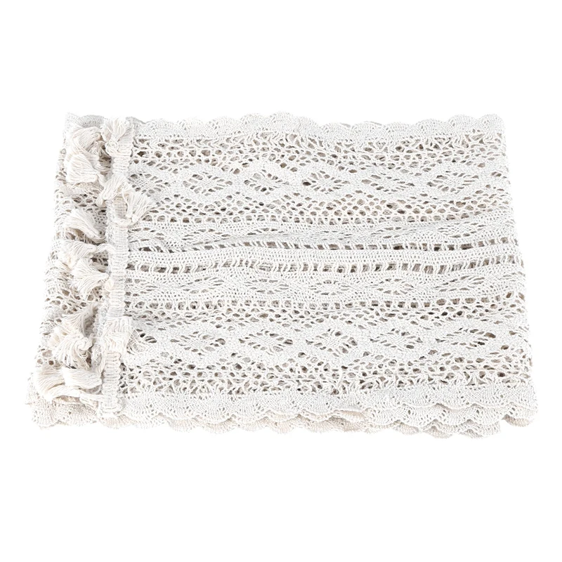 

Macrame Table Runner,Cotton Crochet Vintage Table Runner With Tassels,For Wedding Dining Table,Bohemians Style(24X220cm)