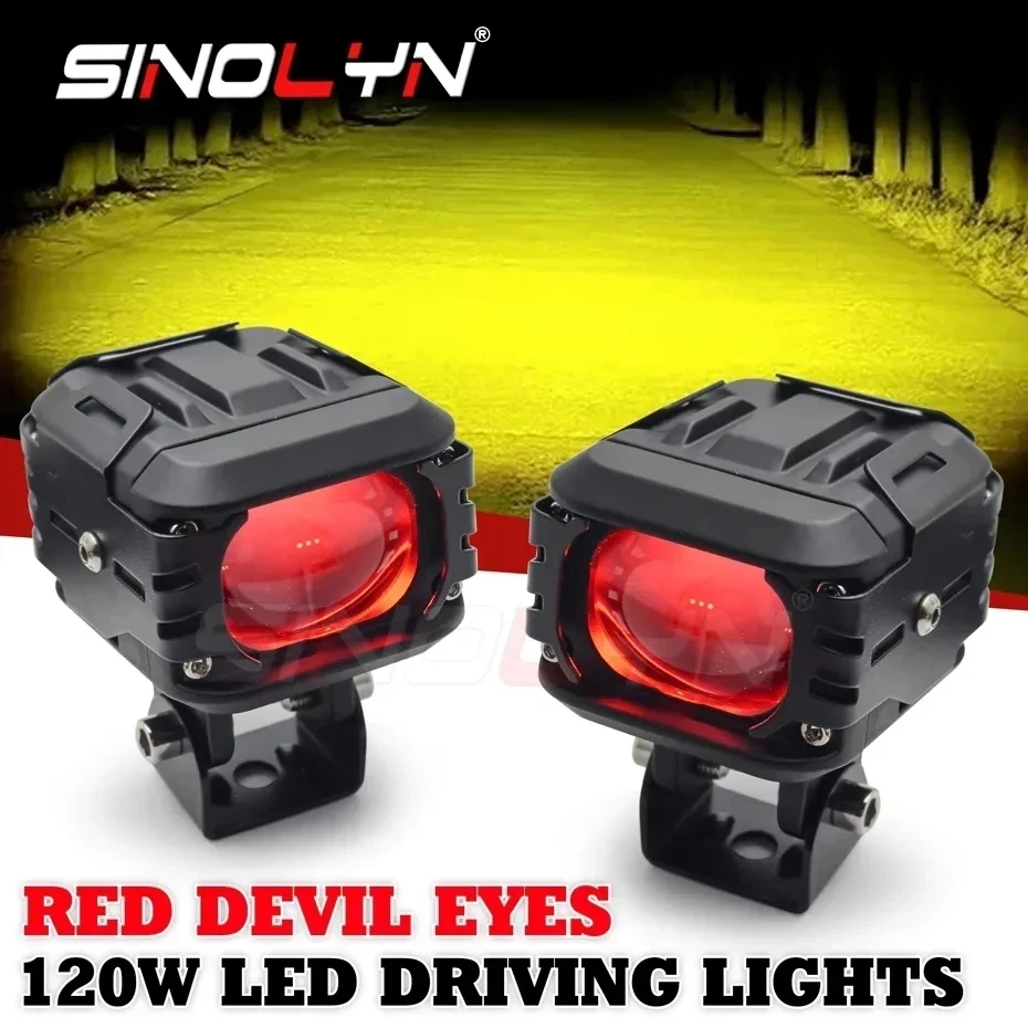 

Sinolyn 9V-60V LED светодиодный прожекторы Red Devil Eyes светодиодный фары для вождения противотуманных фар для ATV автомобиля мотоцикла внедорожника 4x4 грузовика SUV Стайлинг Светодиодные линзы птф линзованные