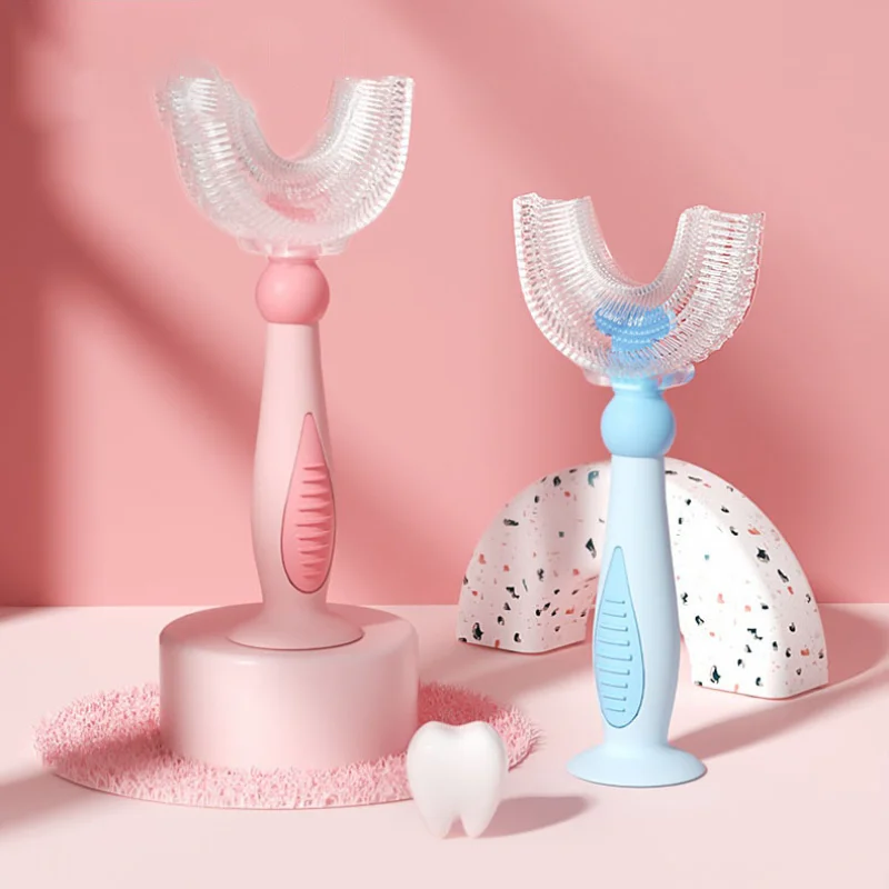 Kids Toothbrush U Shaped Infant Toothbrush Silicone Oral Care Cleaning Brush Newborn Baby Items Baby Accessories 2-14Years old