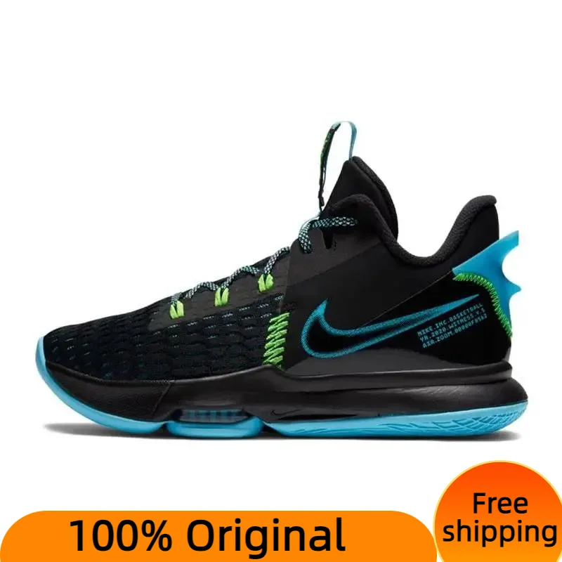 Кроссовки Nike LeBron Witness 5 черные светло-голубые Fury CQ9381-004