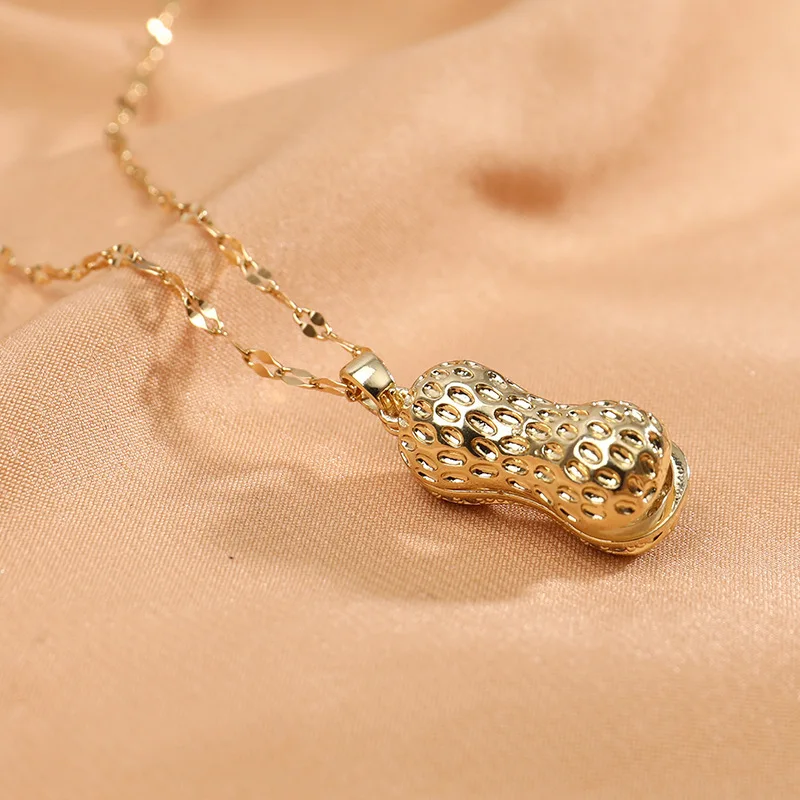 Ожерелье из нержавеющей стали с искусственным жемчугом арахиса женское ожерелье