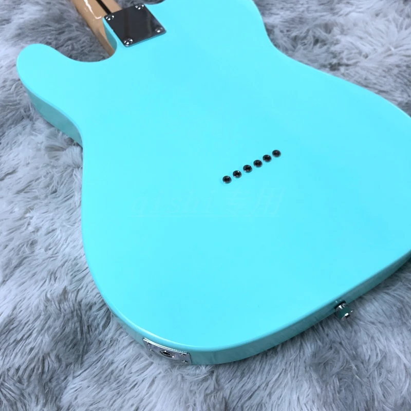 Электрическая гитара, металлическая Кленовая грифельная доска синего цвета, хромированная фурнитура высокого качества, бесплатная достав...