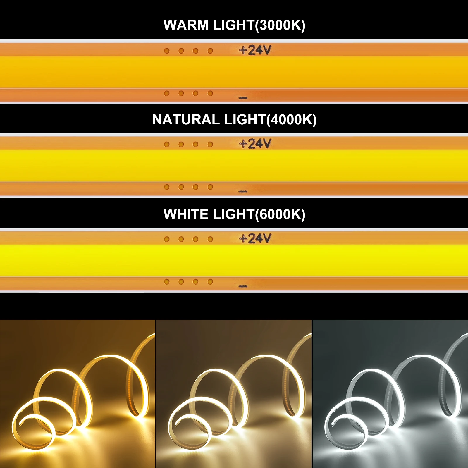 Фото Светодиодные ленты COB Free Cut 400LEDs/M Гибкая светодиодная лента 3000K 4000K 6000K Линейное освещение 1-10M 12V 24V Украшение дома №3