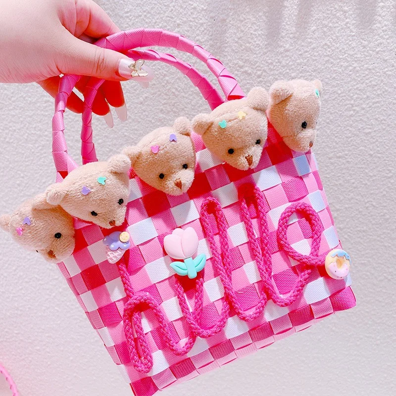 

Новинка, летняя детская пляжная плетеная Сумка, мультяшная плюшевая корзина для овощей, дорожная пляжная сумка в подарок