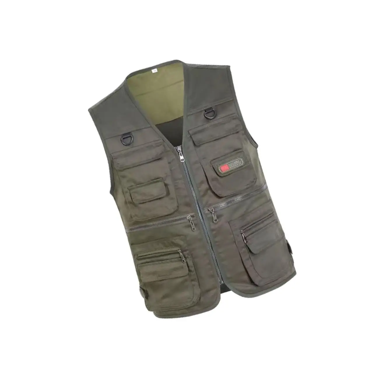 

Men s Utility Multi Pocket Zip Hunting Fishing Travel Outdoor Vest Red XXL