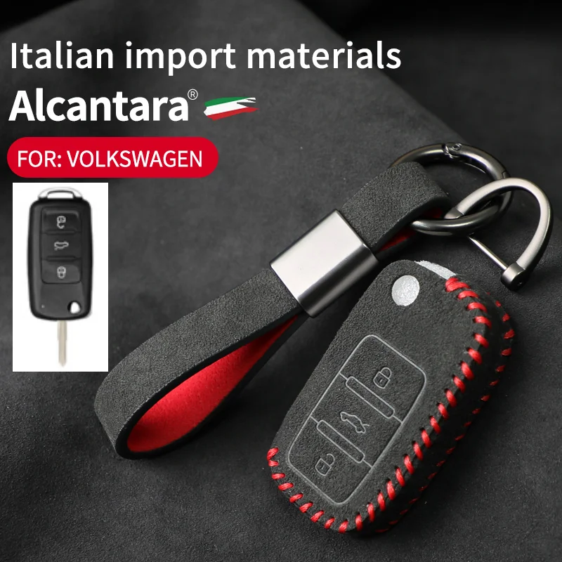 

Alcantara Suede Car Key Bag For VW Volkswagen Lavida Polo Tiguan Passat Golf JettaFor Skoda Octavia Accessories