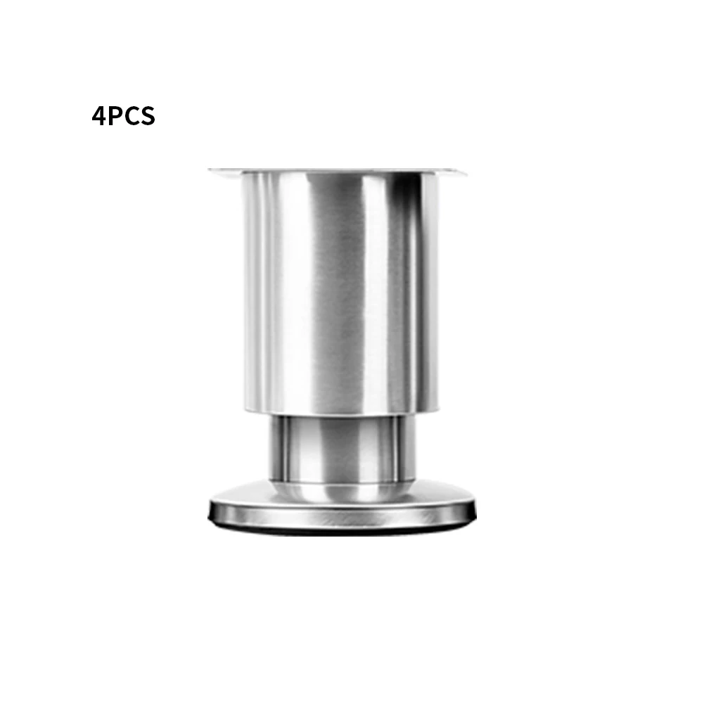 

4pcs Stainless Steel Table Leg Durable Round Cabinet Desk Bed Thickned Office Height Adjustable Sofa Furniture Feet Kitchen