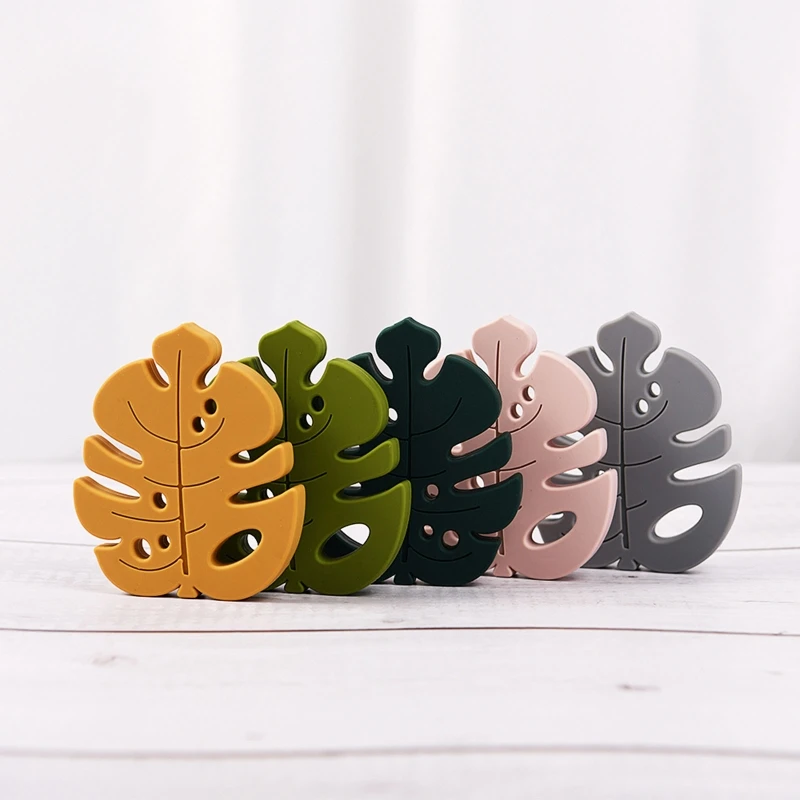 

1PC Cartoon Leaf Shaped Baby Silicone Teether DIY Pacifier Chain Accessories Necklace Baby Teether for Children Teething Toys