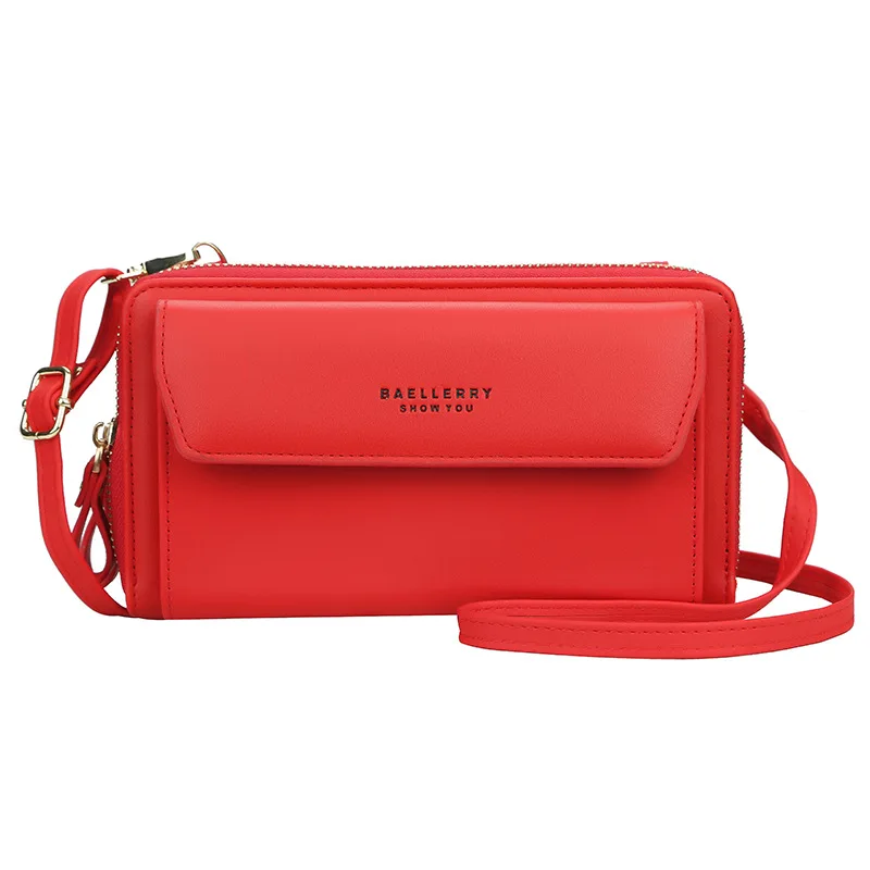 Fashion Long Ladies Wallet Double Credit Card Holder Zipper Coin Purse Mobile Phone Bag Women's money Bag Messenger Shoulder Bag