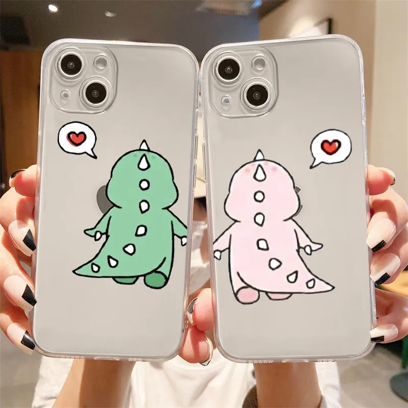 

Little Dinosaur Cute Clear Case For Apple iPhone 14 11 13 12 Pro 7 8 Plus XR X XS Max 6 6S 14Pro Silicone Phone Cover