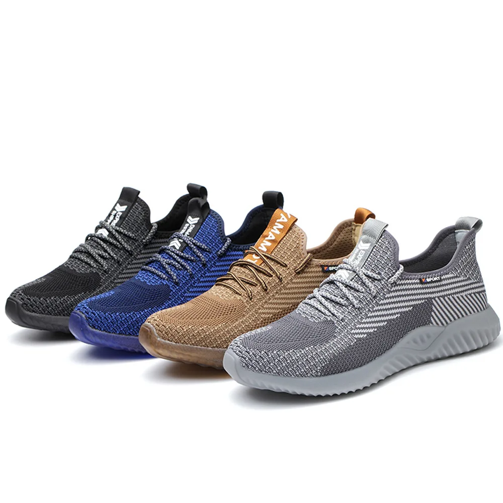 

Hot selling flying woven labor insurance men's anti-smashing anti-stab safety breathable deodorant wear-resistant work shoes