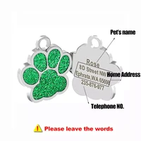 2022new personalized customized dog id tag engraving metal pet cat name tags collar accessories pendant nameplate glitter keyrin