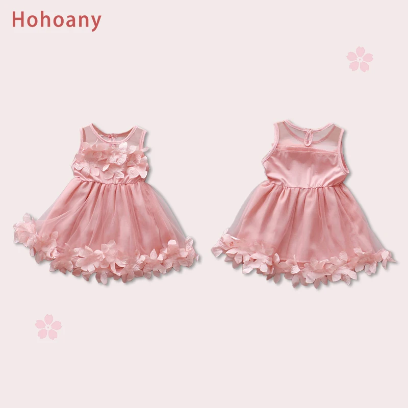 

Hohoany Flower Fairy Children Clothes Birthday Party Mesh Evening Dress Summer Sweet Petal Toddler Kids Costume 0 to 3 Years Old