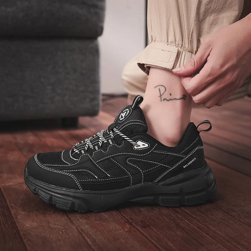 

Biker shoes black male and female father shoes male INS fashion 2022 new sneakers thick soled Gump shoes net shoes running shoes