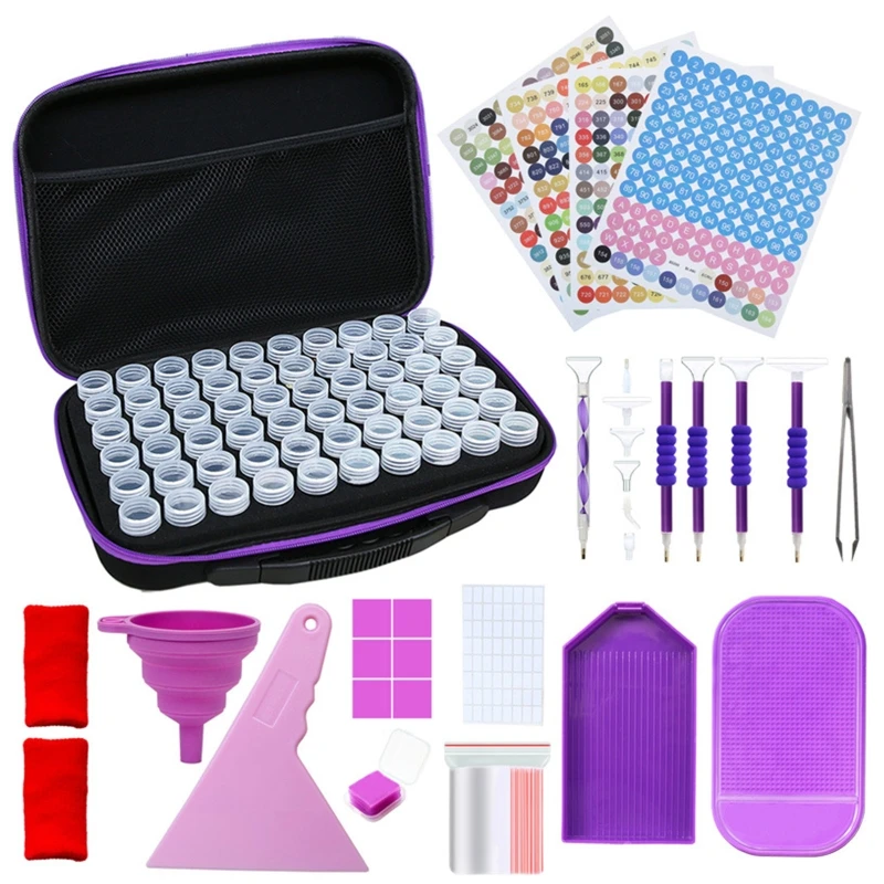 

60 Slots Storage Pouch Diamond Painting Tools Set Diamond Painting Accessories Kit for DIY Handcraft Painting 87HB