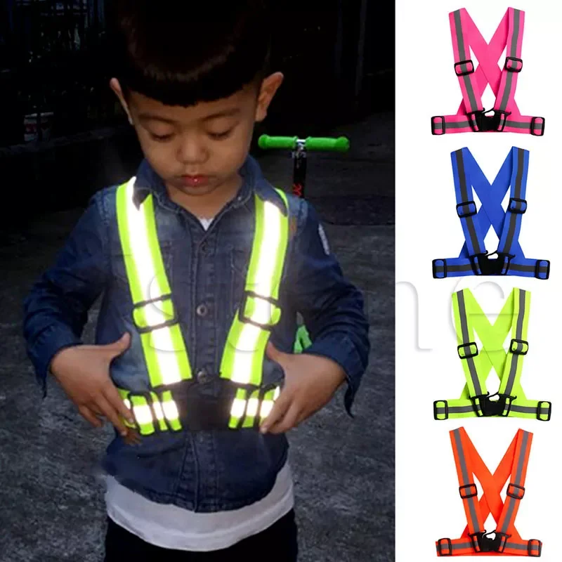 

Free Shipping Kids Adjustable Safety Security Visibility Reflective Vest Gear Stripes Jacket fast delivery