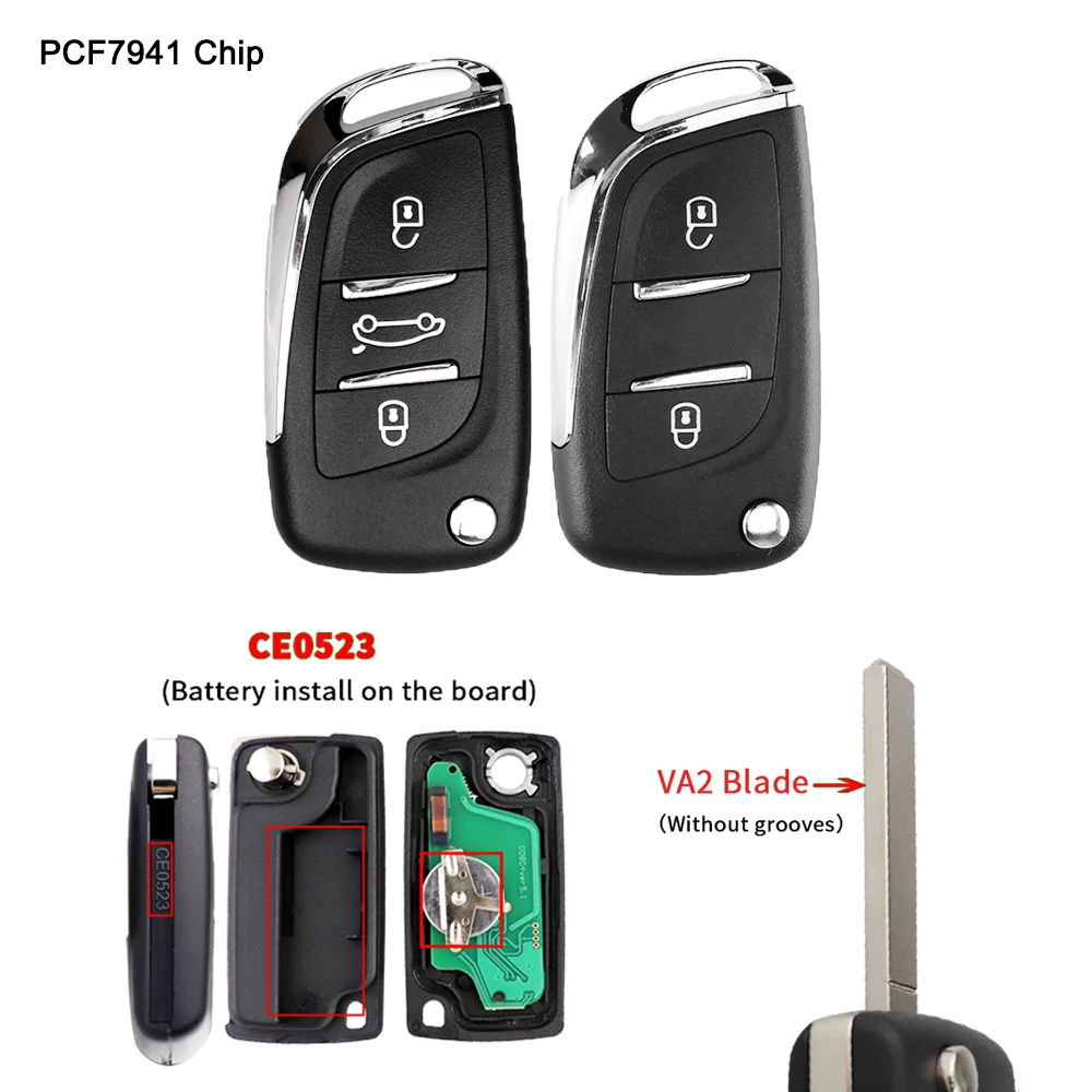 

Модифицированный откидной смарт-ключ YIQIXIN для Citroen C2, C3, C4, C5, ASK, 433 МГц, PCF7961, PCF7941, чип для автомобиля Peugeot 207, 307, 407, 308, 607