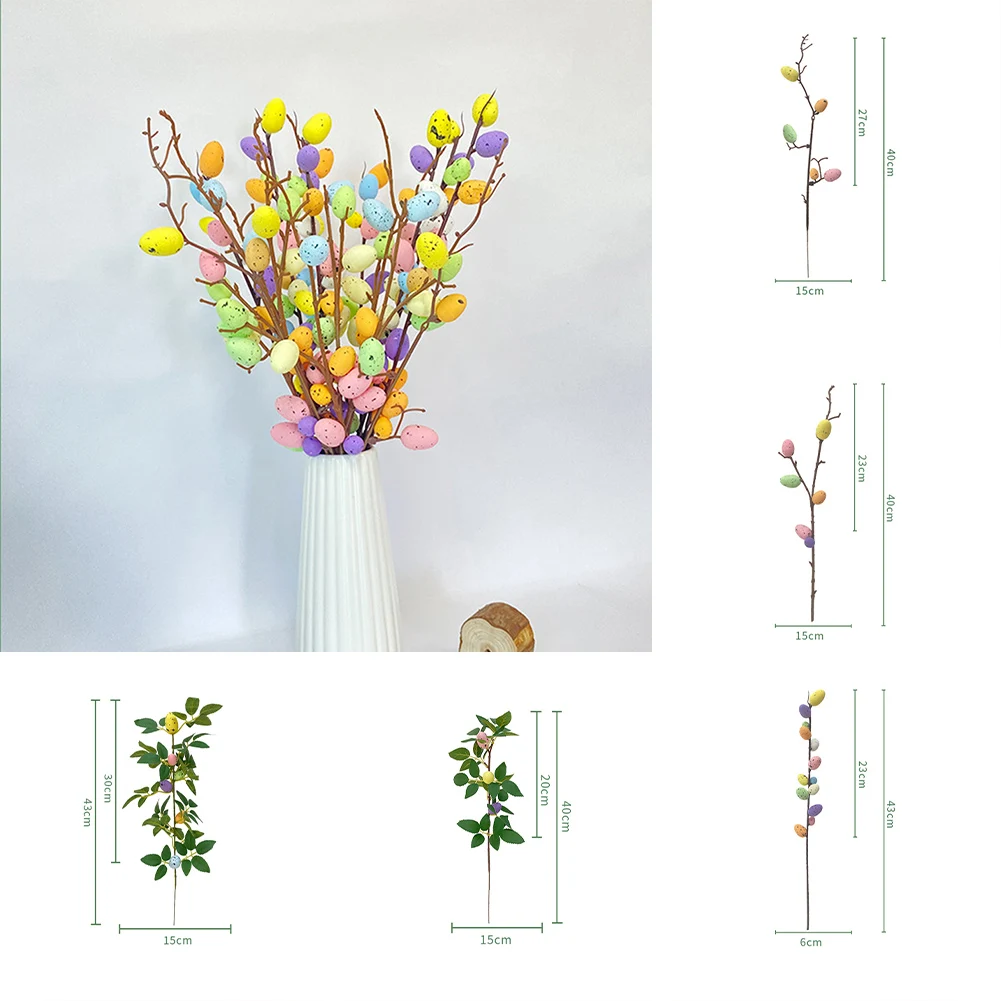 

Easter Egg Tree Branch Colorful Painting Foam Egg Flower Fake Plant DIY Easter Decoration Wedding Festival Party Home Vase Decor