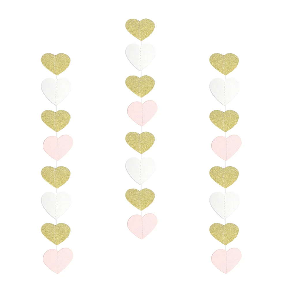 

Heart Banner Hanging Shaped Decorations String Garland Paper Decorative Love Glitter Wedding Anniversary Engagement Party