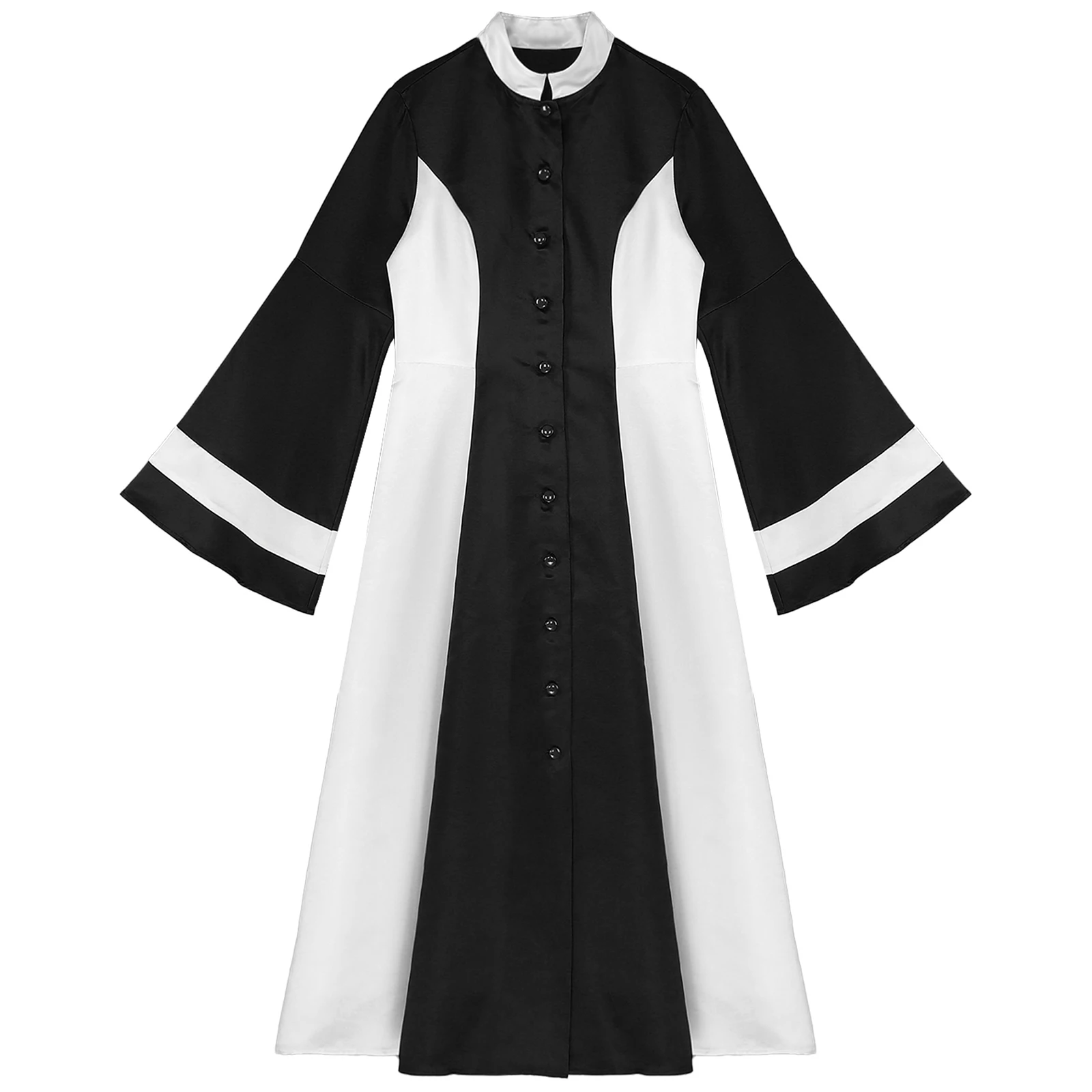 Женское церковное платье для хора поклонения цветное с воротником-стойкой и