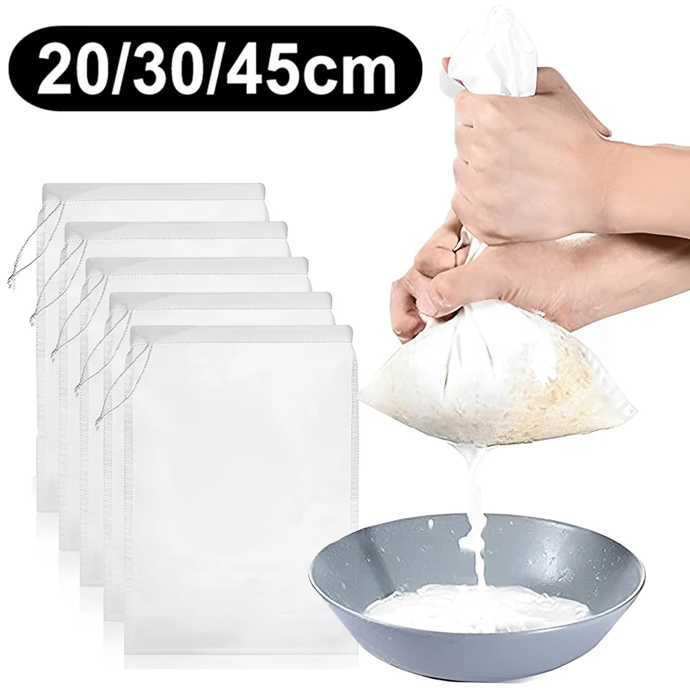 Soy Milk Wine Filter Bag Nut Milk Bag Tea Coffee Oil Yogurt Filter Net Mesh Kitchen Food Reusable Nylon Filter Bags Strainer