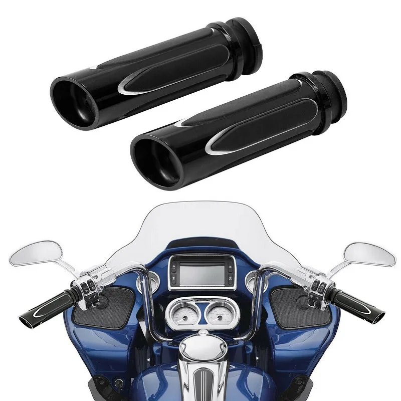 

Motorcycle Hand Grips 1'' Soft Touch Comfort Handle Grip CNC For Harley Touring Street Road Glide Electronic Throttle Handle Bar