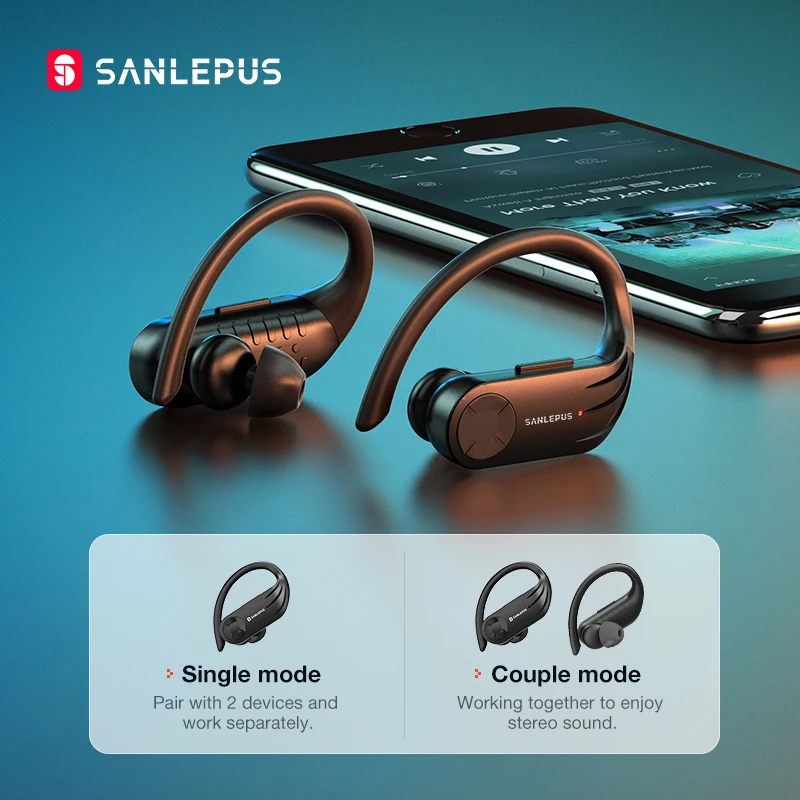 SANLEPUS B1 Bluetooth наушники спортивные наушники беспроводные наушники стерео бас гарнитура с микрофоном для бега тренировки в тренажерном зале