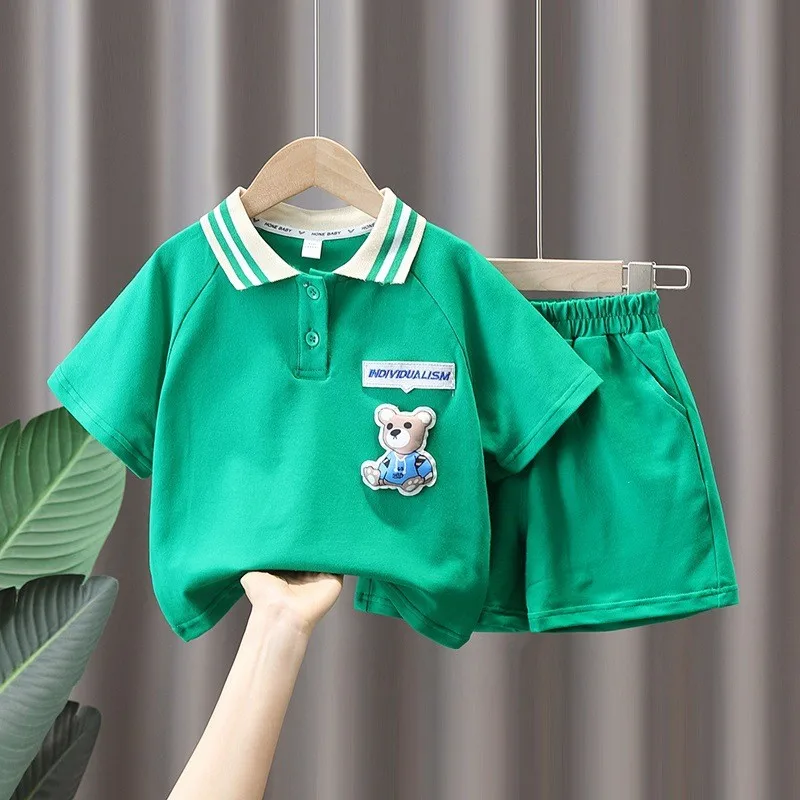 

Boutique Kids Wear Children's Clothes Summer Thin Boys Girls Outfits Pure Cotton Cartoon Boys Short Sleeve Shorts Suit 2-11 Year