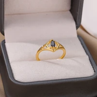 stianelss steel moon star black oval stone rings for women wedding couple rings boho aesthetic jewelry memorial gift