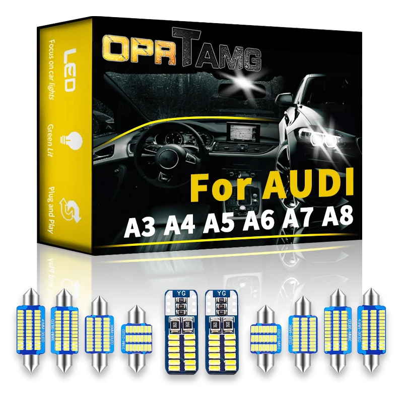 

OPRTAMG Canbus For Audi A3 L1 P1 V1 P7 A4 B5 B6 B7 B8 B9 A5 F53 F57 F5A 8T3 A6 C5 C6 A7 4GA 4GF A8 D2 D8 Car Interior Light led