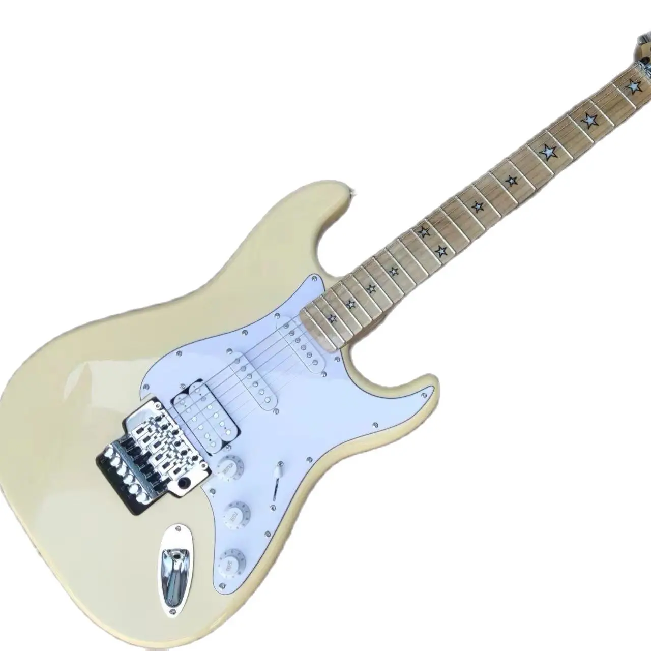

New, creamy yellow trill ST electric guitar, five-star maple fingerboard, SSH pickup, customized as required, free delivery