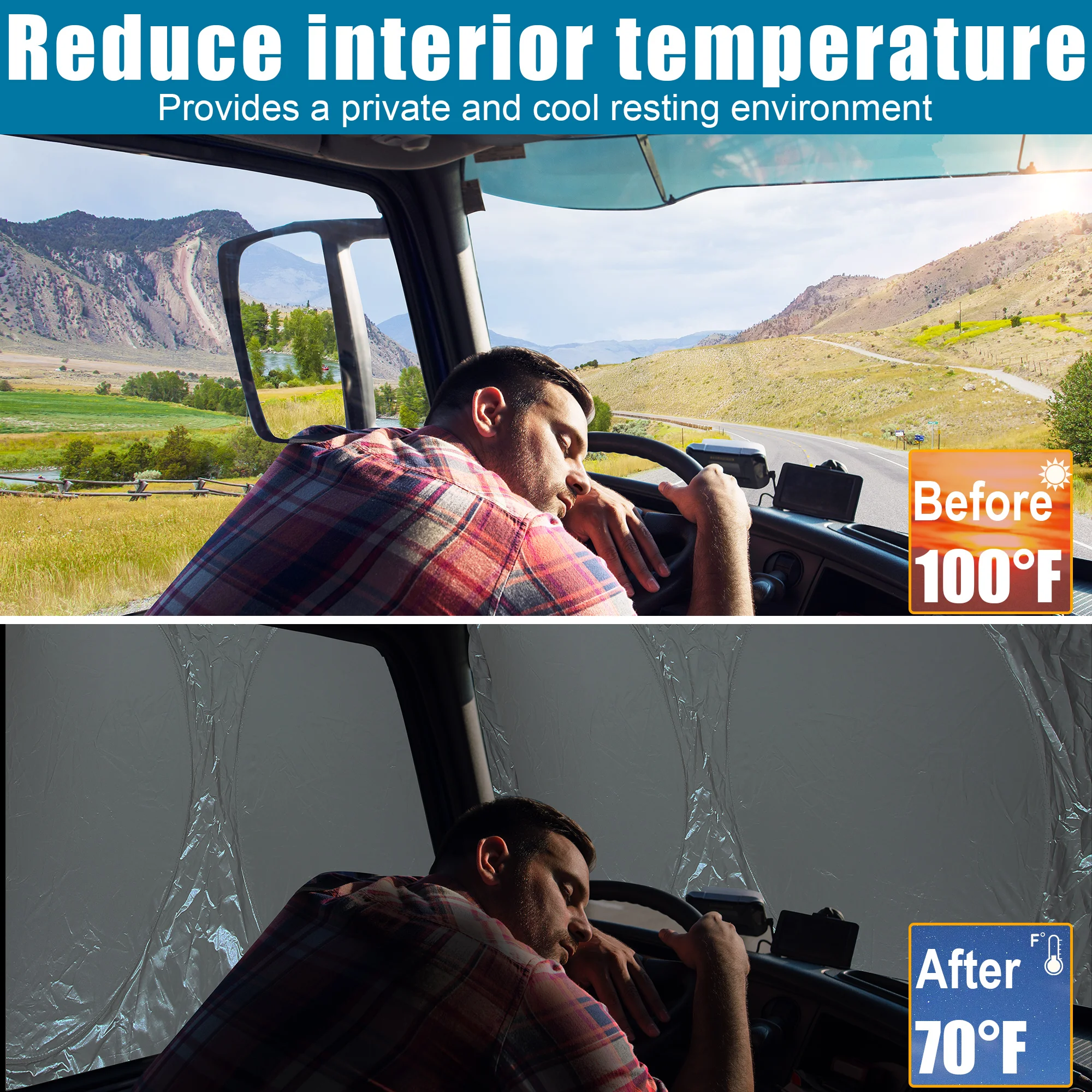 Uxcell Semi-Truck Sunshade for Windshield and Side Window 240T Block Sun Ray RV Big Rig Protective Car Interior Accessories |