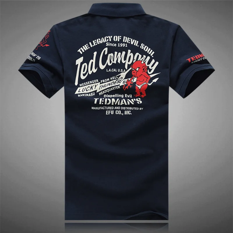 

Японская мода, рубашка-поло, мужская повседневная хлопковая рубашка с принтом дьявола, букв, с коротким рукавом, мужские мотоциклетные байк...