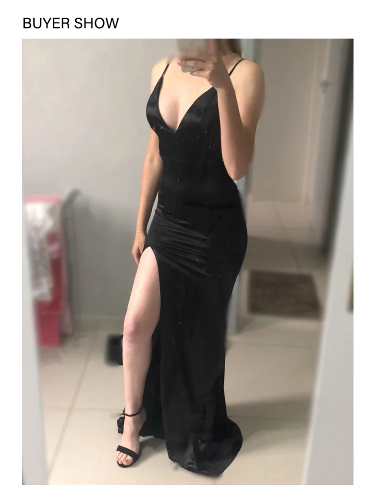 Женское атласное платье-Русалка длинное облегающее вечернее платье