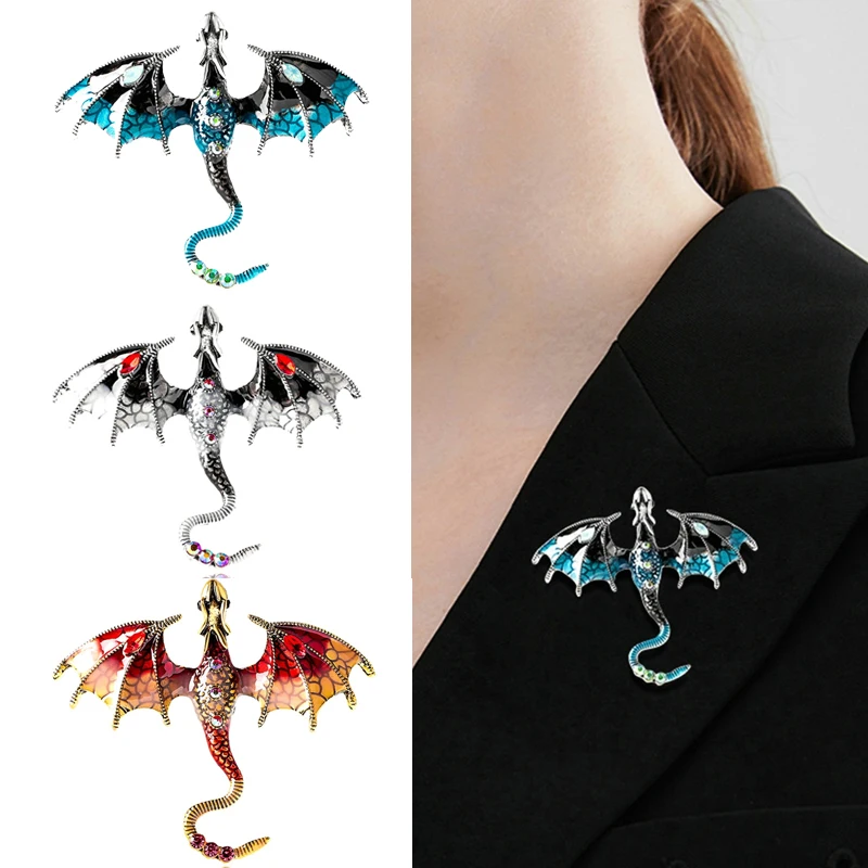 

Gothic Retro Enamel Fly Dragon Brooch Beautiful Legend Animal Pin Men Women Available Winter Jewelry High Quality New 2022