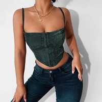 sexy spaghetti straps bustiers corset crop tops spliced camisoles summer womens wrap tube tops party club vest