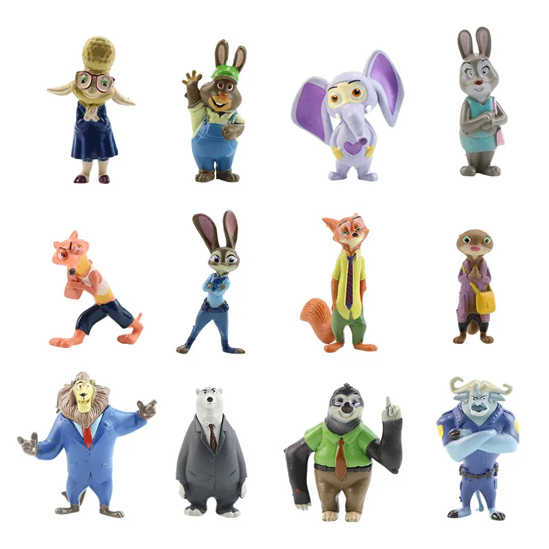 

12pcs Disney Pixar Zootopia Zootropolis Toy Action Figure Judy Hopps Nick Wilde Fox Rabbit Anime Cosplay toy for children Gift