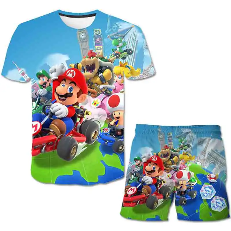 

Children's Marios Clothing Girl Summer Kids Baby T shirt Outfit Shorts Baby Boy Fashion Clothes T-Shirts For Mario-Bor Set 2 Pcs