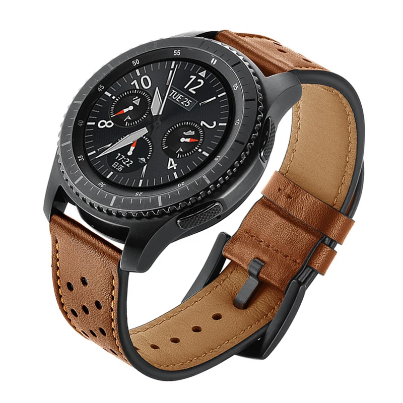 

22mm watch Strap for Samsung Galaxy watch 46mm Gear S3 Frontier amazfit bip Retro Genuine Leather bracelet Huawei GT2 Pro strap