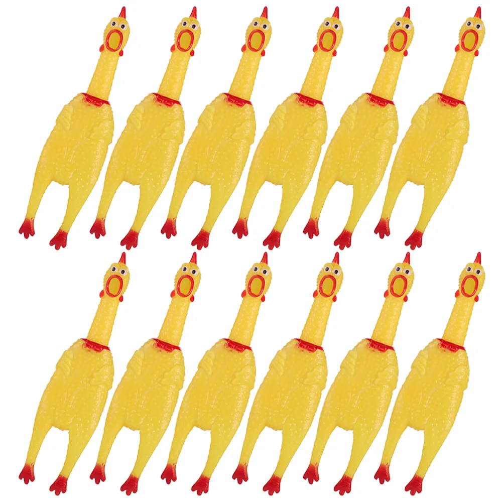 

12 Pcs Restless Decompression Toys Novelty Chicken Screaming Shrilling Vinyl Fidget Squeeze