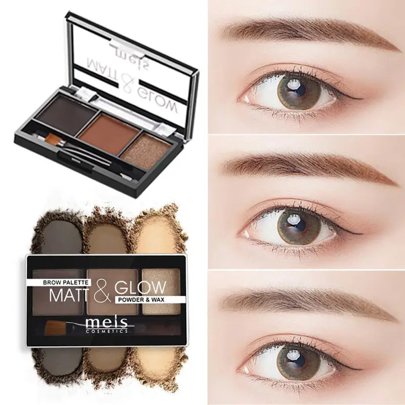 

3Color Mist Eyebrow Powder Palette Cosmetic Waterproof Eye Brow Enhancer Makeup Eye Shadow With Brush Mirror Box TSlM1