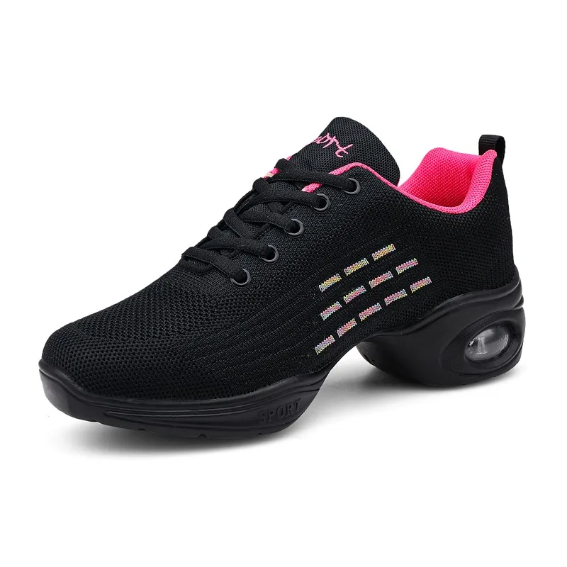 Dance Shoes Women's Walking Shoes Air Cushion White Lightweight Casual Gym Fitness Trainer Breathable Sneakers Black