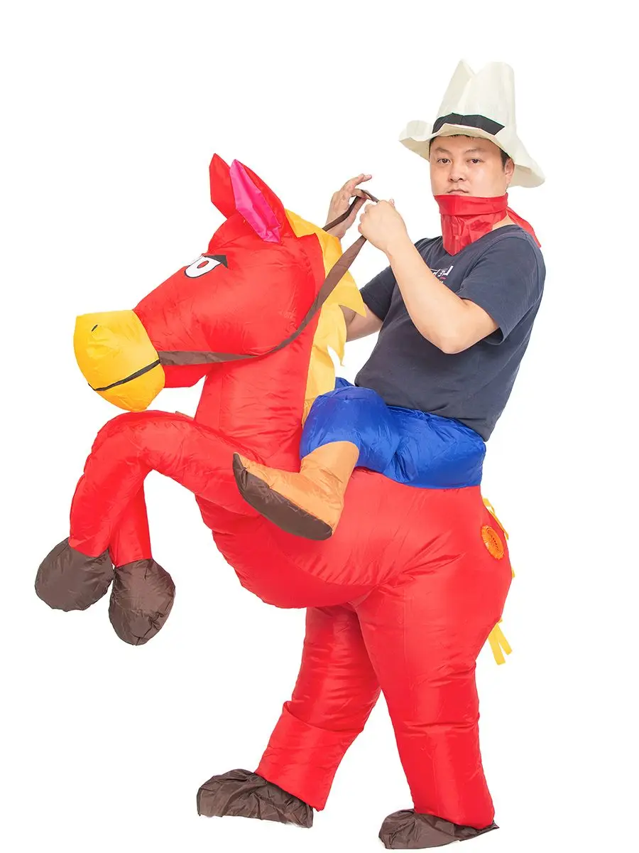 JYZCOS Inflatable Cowboy Costume Adult Western Horse Rider Fancy Dress for Men Women Halloween Party Suit |