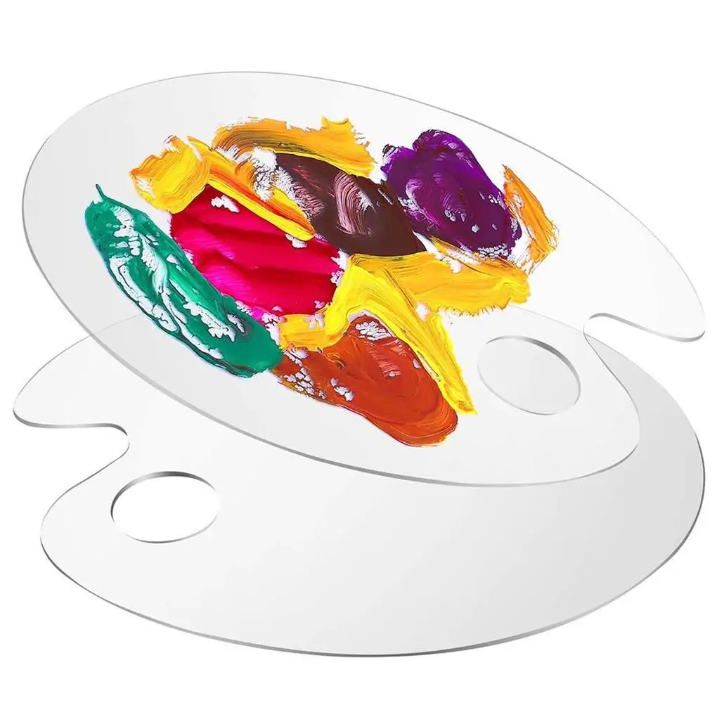 

2 Pieces Paint Palette Transparent Home Oil Painting Art Crafts Supplies Kids