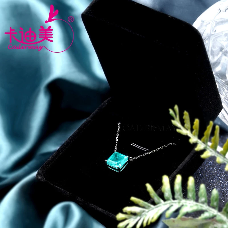 CADERMAY выращен в лаборатории YAG с иклюзией цвета Параиба S925 ожерелье-цепочка из