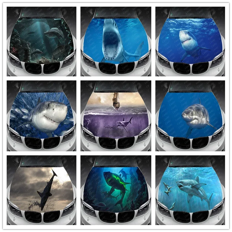 Абстрактные животные-акула виниловые наклейки на капот автомобиля виниловая