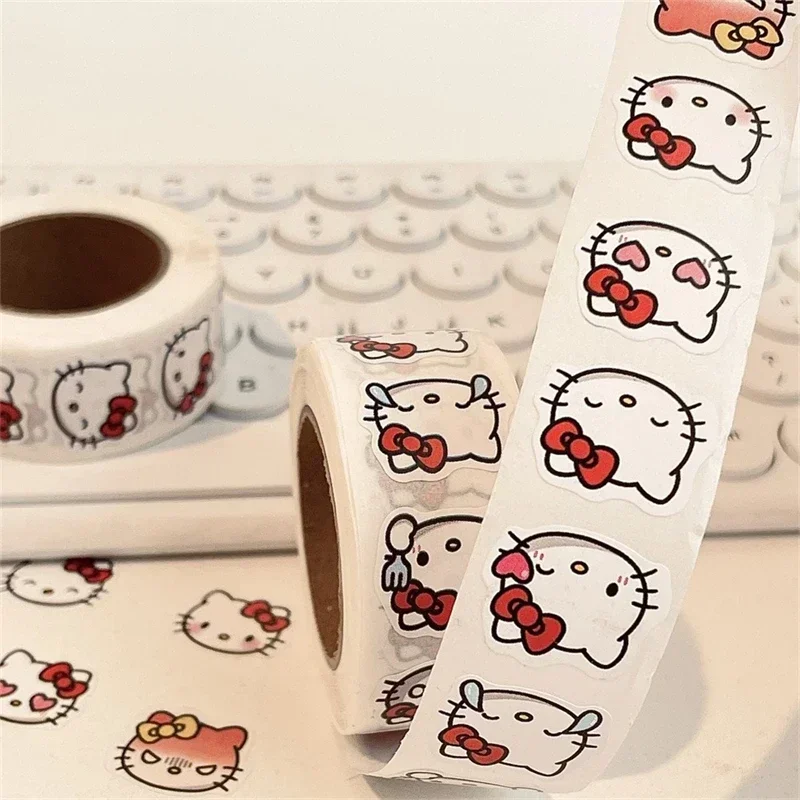Sanrio Hello Kitty рулонные наклейки милый мультфильм KT Cat уплотнительная наклейка Kawaii