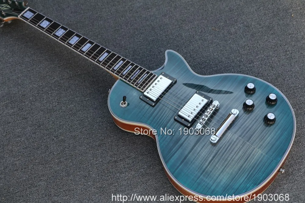 2022 line up custom blue tiger flame top electric guitar High quality mahogany body Chrome hardware free shipping | Спорт и