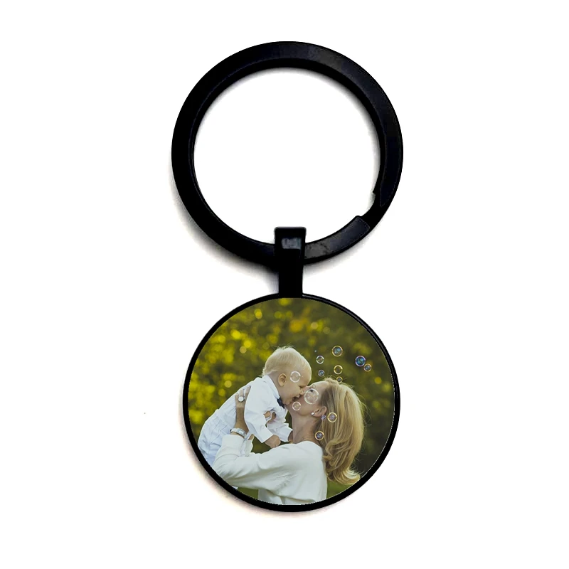

New Punk Style 3 Color Glass Custom Keychain Baby Children Parents Siblings Friends Art Photo Custom Keyring
